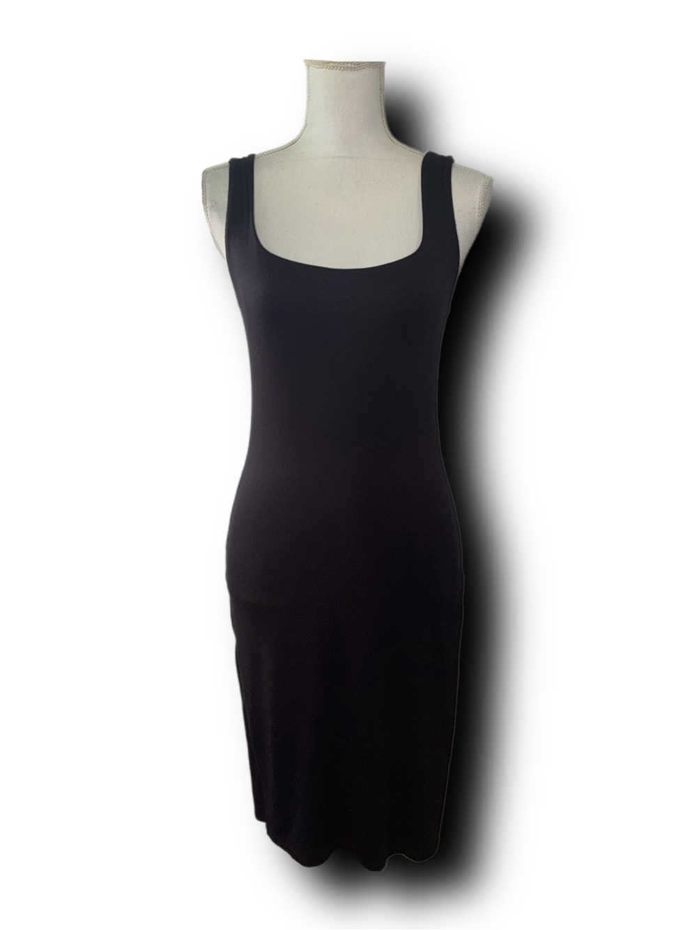 Wasabi + Mint Square Neck Black Bodycon Tank Dress LBD Minimalist Vibes